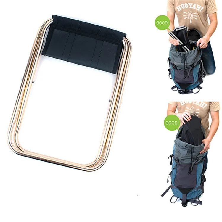 CLS Portable Folding Stool 7075 Aluminum Alloy + Oxford Cloth Outdoor Picnic BBQ Camping Fishing Chair - Black