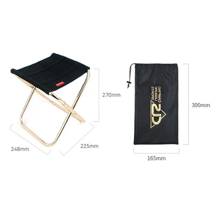 CLS Portable Folding Stool 7075 Aluminum Alloy + Oxford Cloth Outdoor Picnic BBQ Camping Fishing Chair - Black