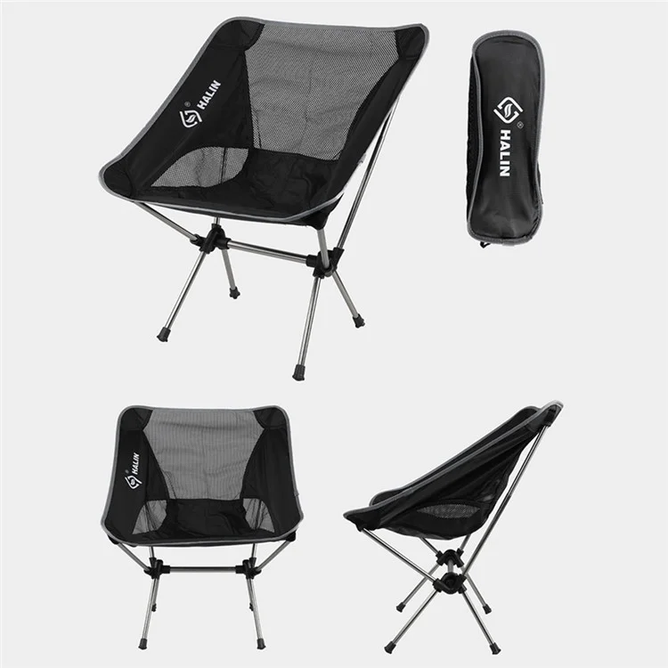 HALIN HS-334 Cadeira Dobrável Portátil Pólo de Liga de Alumínio Tecido Oxford 1200D Cadeira de Acampamento com Encosto - Cinza