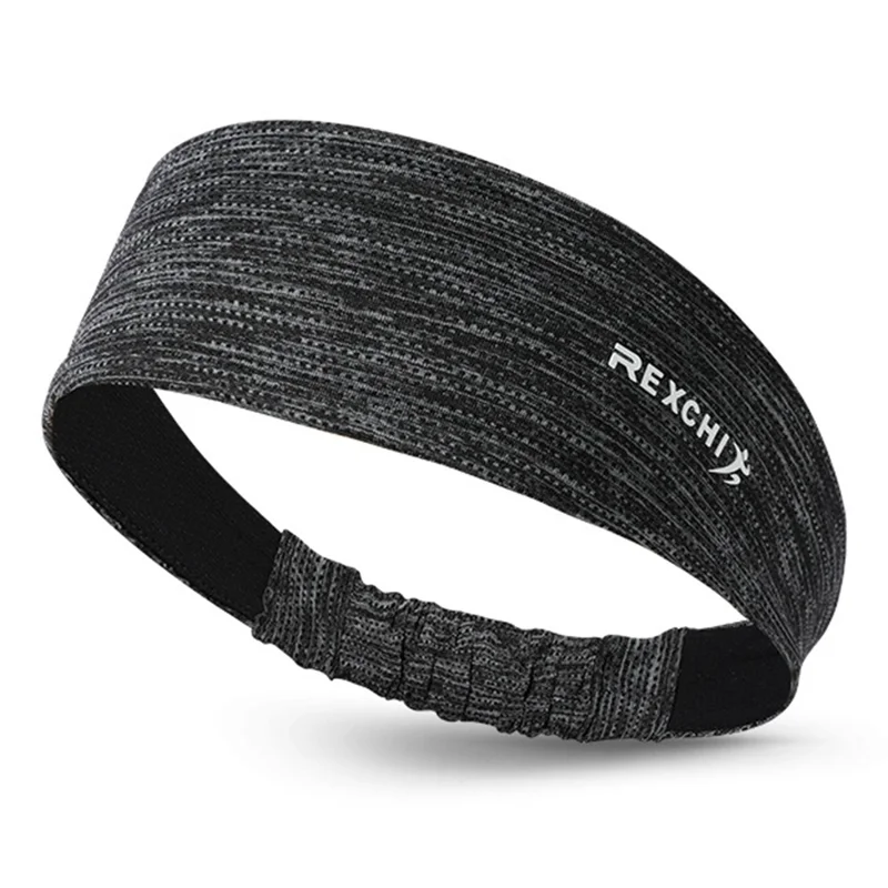 REXCHI XTJ97 Men's Headband Workout Sweatband Sports Hair Band Sweat-absorbed Head Band - Grey