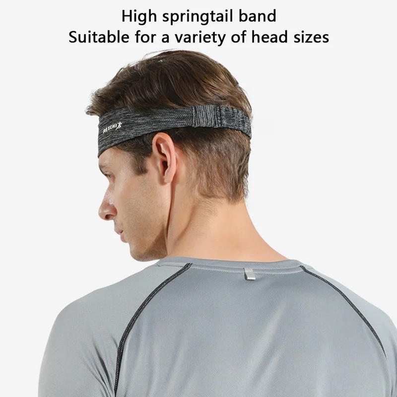 REXCHI XTJ97 Men's Headband Workout Sweatband Sports Hair Band Sweat-absorbed Head Band - Grey