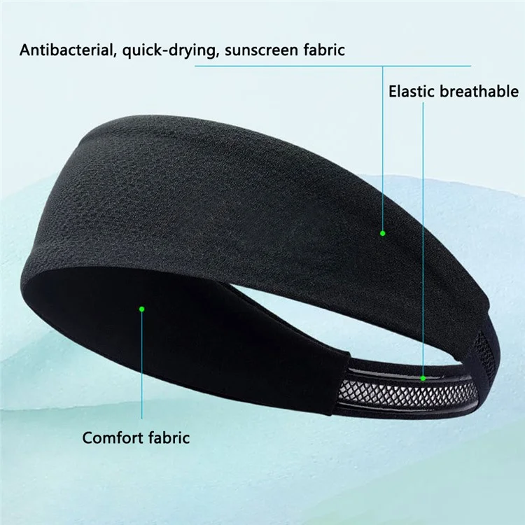 Bandeau de sport respirant, élastique, pour l'entraînement et le yoga, Taille : 6x48cm - Noir