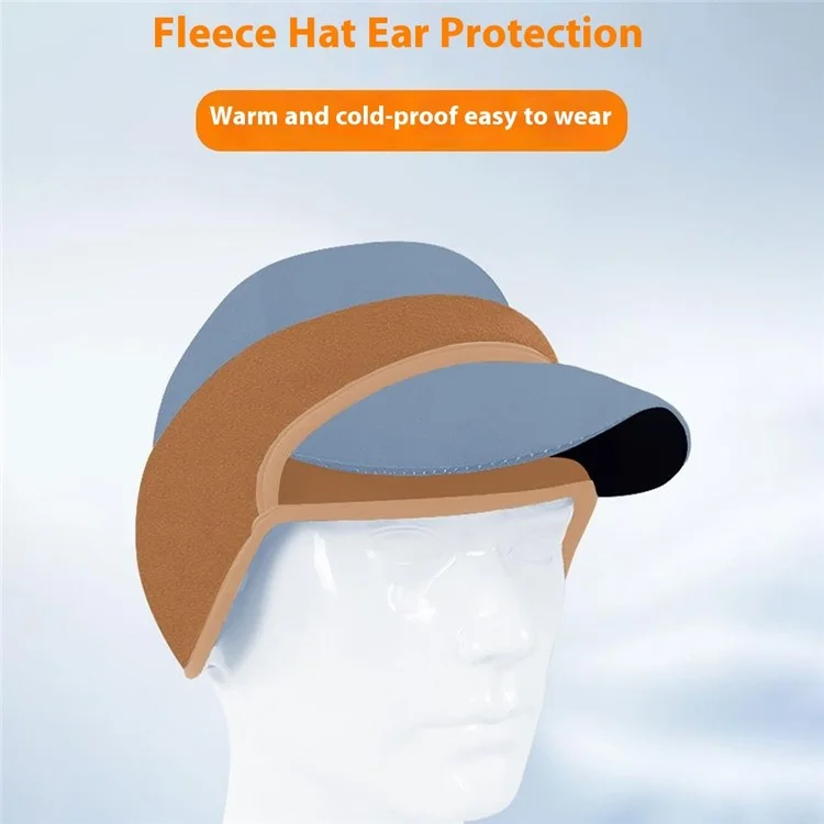 Diadema de invierno para exteriores, cálida, de polar, con visera de pato y protección para las orejas y la frente (sin gorra) - Caqui