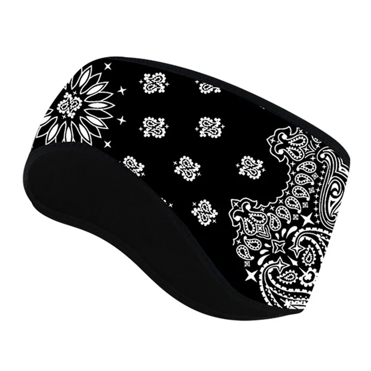 Outdoor Winter Earmuff Headband Faux Cashmere Forehead Protection Cycling Running Warm Hair Band - Black