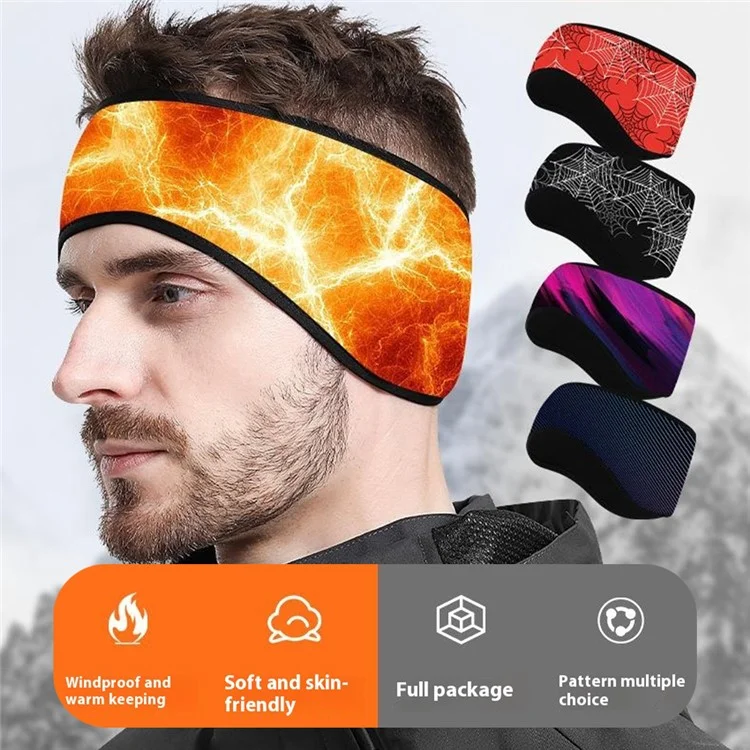 Outdoor Winter Earmuff Headband Faux Cashmere Forehead Protection Cycling Running Warm Hair Band - Black