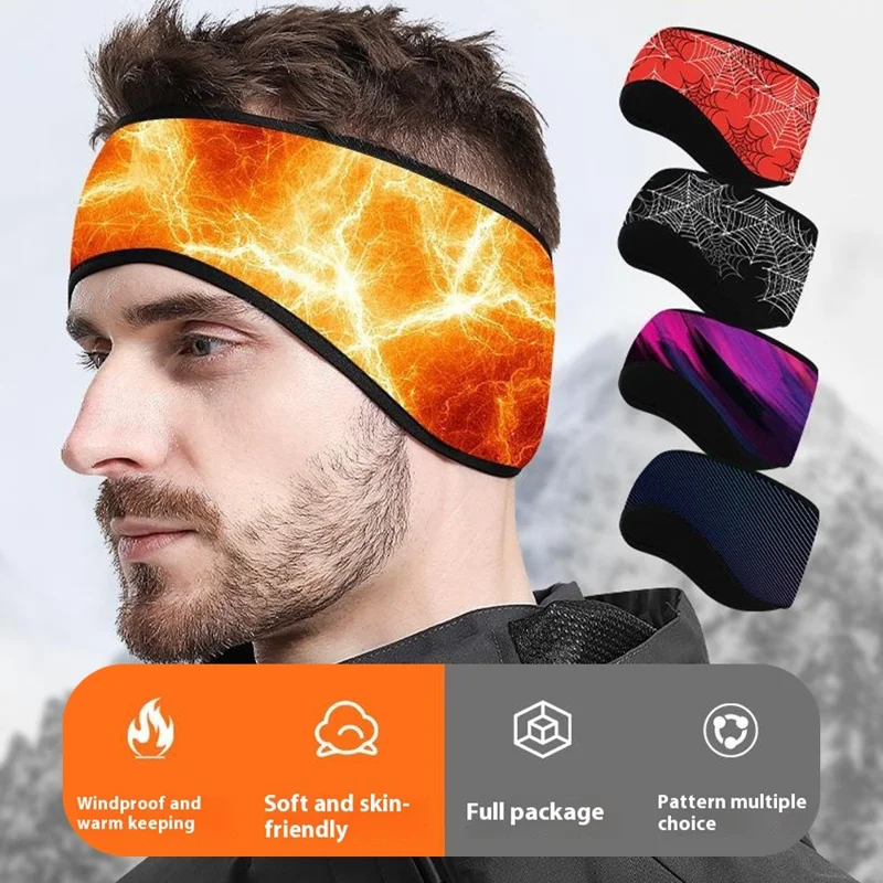 Outdoor Winter Earmuff Headband Faux Cashmere Forehead Protection Cycling Running Warm Hair Band - Gold
