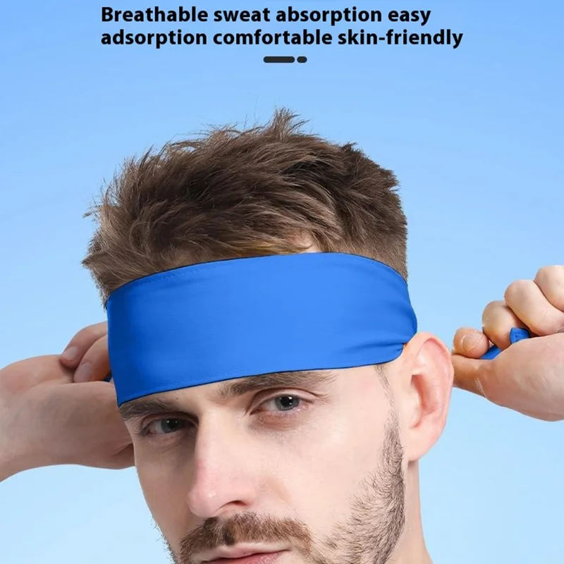 105 Tennis Headband Moisture Wicking Sports Cycling Milk Silk Quick Dry Adjustable Sweatband - Navy Blue