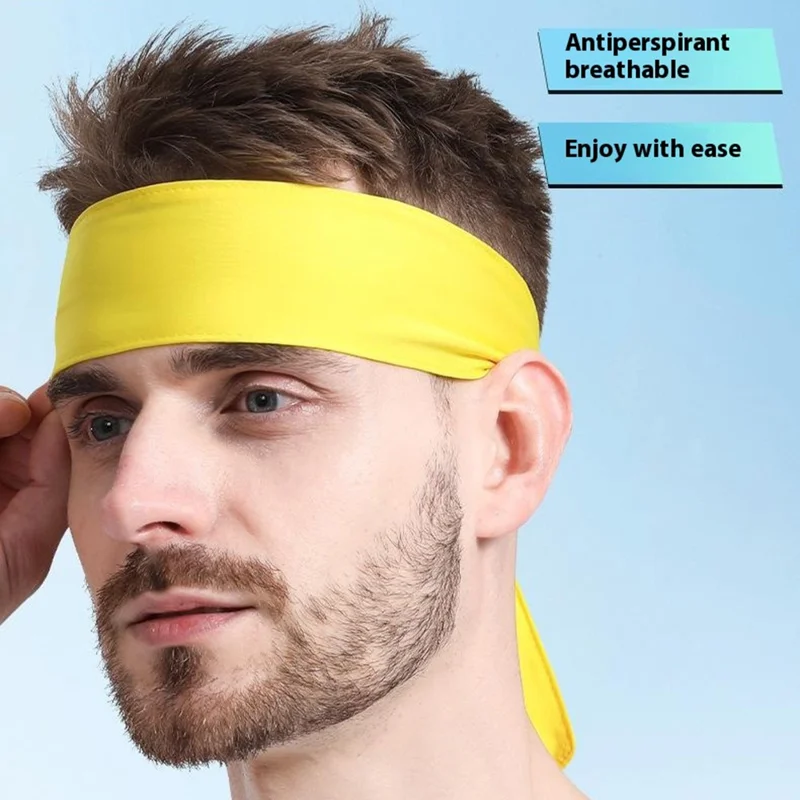 105 Tennis Headband Moisture Wicking Sports Cycling Milk Silk Quick Dry Adjustable Sweatband - Navy Blue