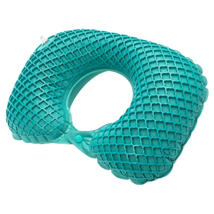 CLS Travel Neck Pillow Portable U Shape Inflatable Pillow for Airplane / Car / Train Nap Support - Peacock Blue