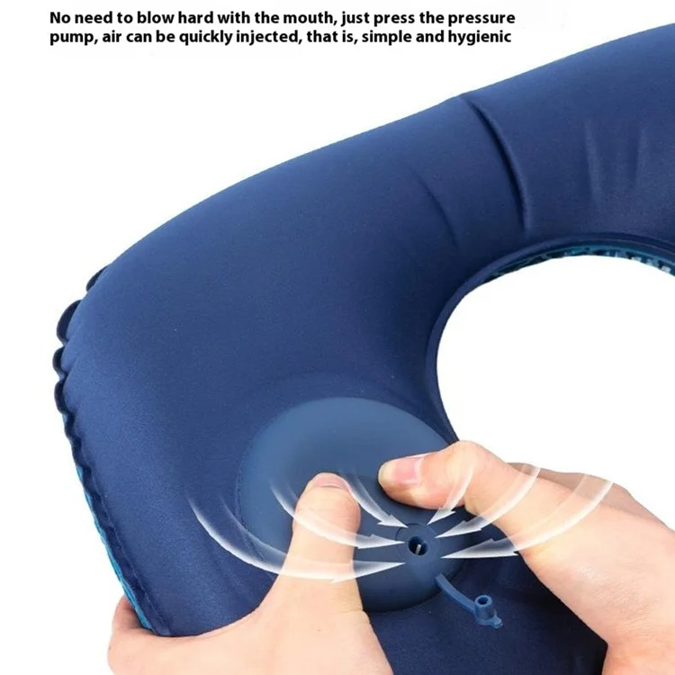 CLS Travel Neck Pillow Portable U Shape Inflatable Pillow for Airplane / Car / Train Nap Support - Peacock Blue