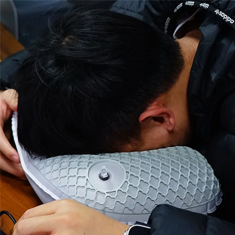 CLS Travel Neck Pillow Portable U Shape Inflatable Pillow for Airplane / Car / Train Nap Support - Peacock Blue