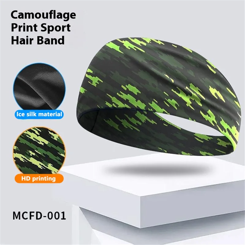 Camouflage Print Outdoor Sports Wide Headband for Yoga / Cycling / Running Breathable Sweatband - MCFD-001