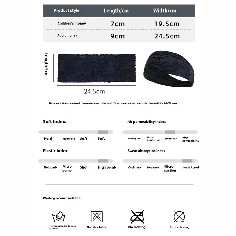 Faixa de Cabeça Esportiva Absorvente de Suor Elástica e Respirável para Corrida / Fitness / Atividades ao Ar Livre - Adulto / Preto