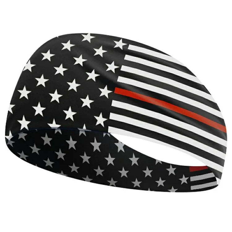 Marathon Sweatband American Flag Print Breathable Sports Headband Fitness Sweat Absorbing Hair Band - MGFD-020