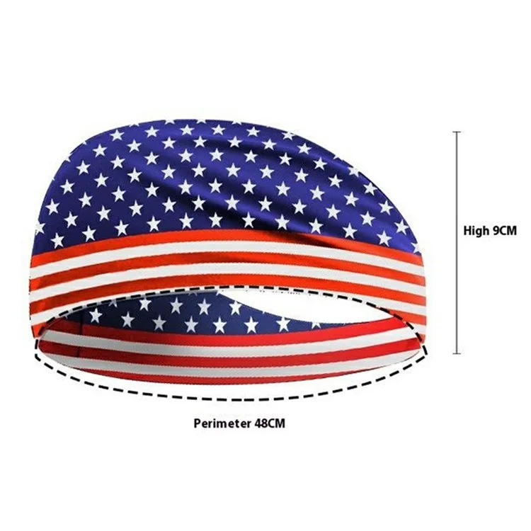Faixa de Cabeça Esportiva Marathon com Estampa de Bandeira Americana - Absorvente de Suor, Respirável para Fitness - MGFD-027