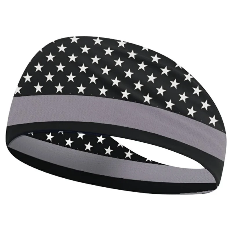 Marathon Sweatband American Flag Print Breathable Sports Headband Fitness Sweat Absorbing Hair Band - MGFD-040
