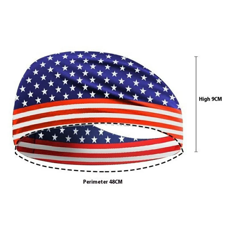 Marathon Sweatband American Flag Print Breathable Sports Headband Fitness Sweat Absorbing Hair Band - MGFD-040