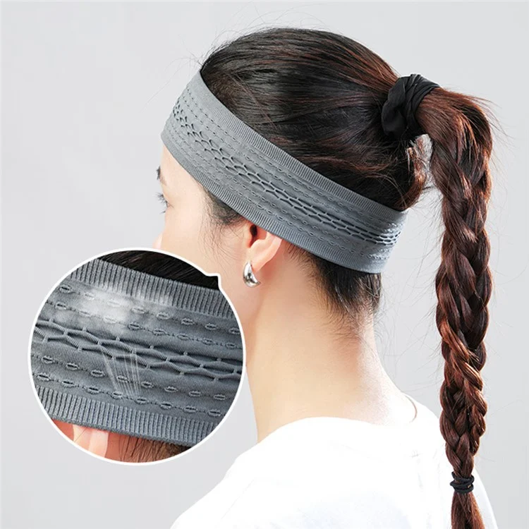 SK025 Sports Headband Yoga Running Basketball Cycling Sweat Wicking Quick Dry Hairband - Grey