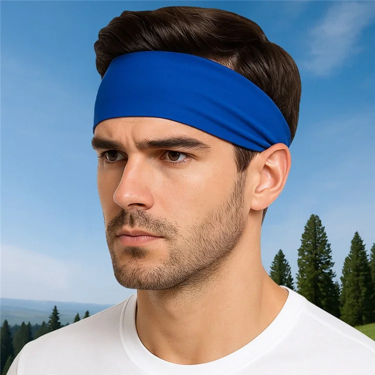 Diadema deportiva de verano Ancha Transpirable Banda de sudor de seda de leche Elástica Banda para el cabello de yoga que absorbe la humedad - CRFD001-Negro