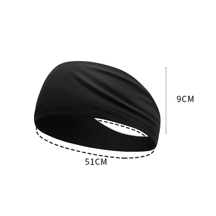 Diadema deportiva de verano Ancha Transpirable Banda de sudor de seda de leche Elástica Banda para el cabello de yoga que absorbe la humedad - CRFD001-Negro