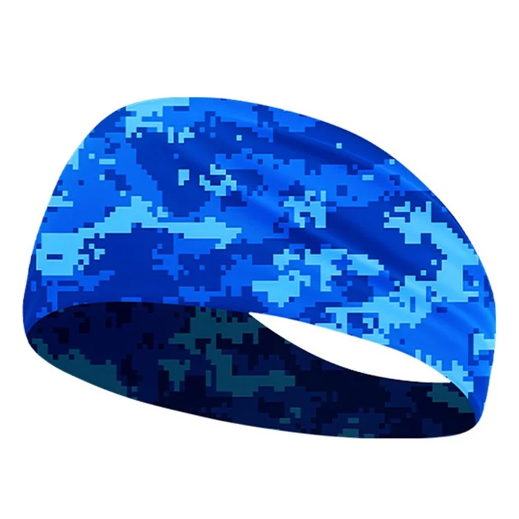 Bandana Esportiva de Verão para Crianças - Faixa de Cabelo Elástica de Seda de Leite para Corrida e Atividades Externas - Camuflado Azul