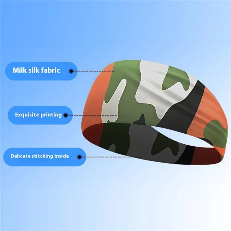 Bandana Esportiva de Verão para Crianças - Faixa de Cabelo Elástica de Seda de Leite para Corrida e Atividades Externas - Camuflado Azul
