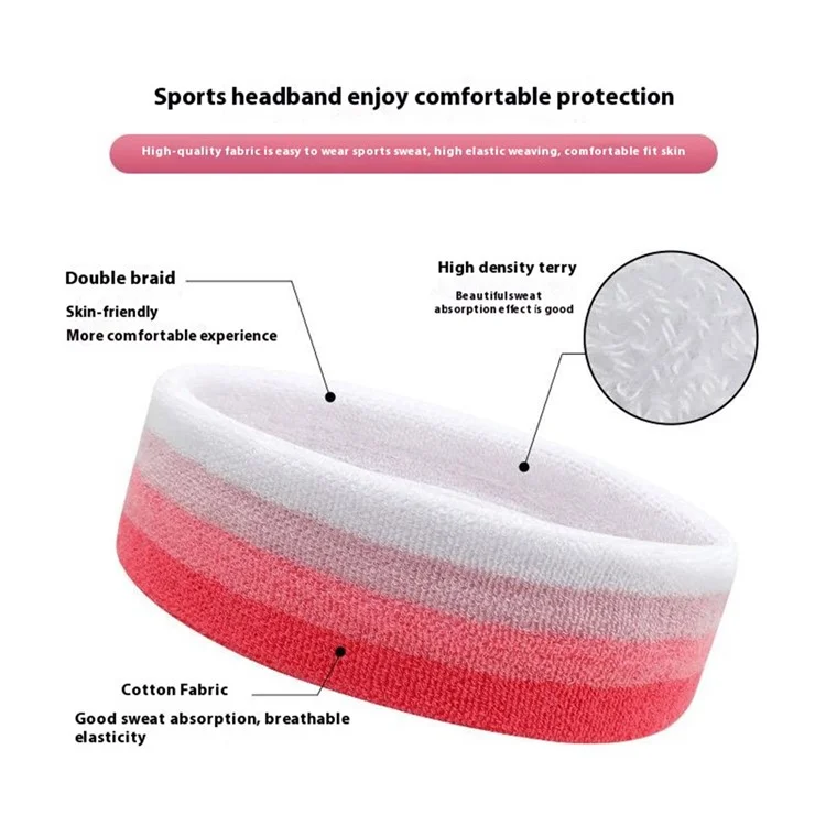 Faixa de Cabeça Esportiva Absorvente de Suor Unissex 19x5cm para Corrida, Fitness, Yoga e Lavagem Facial - Rosa