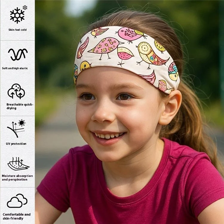 Bandeau de sport pour enfants Large, Respirant, Absorbant la transpiration, Imprimé Cartoon - YHETFD-001