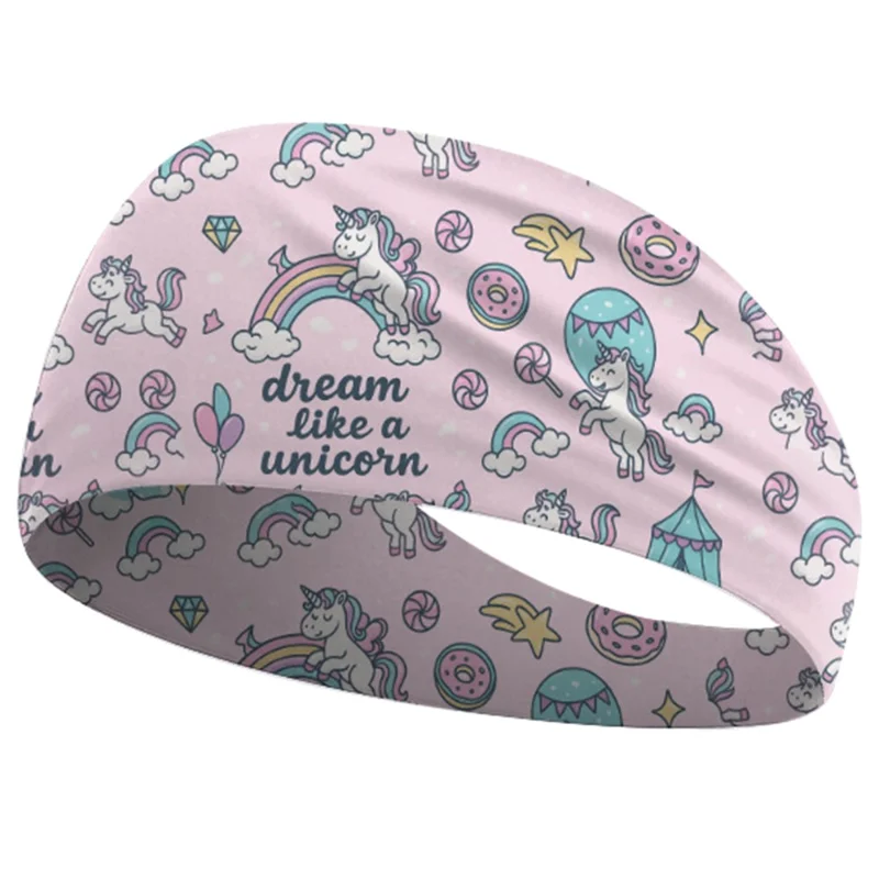 Children Sports Headband Wide Breathable Sweat-Wicking Cartoon Print Sweatband - YHETFD-021