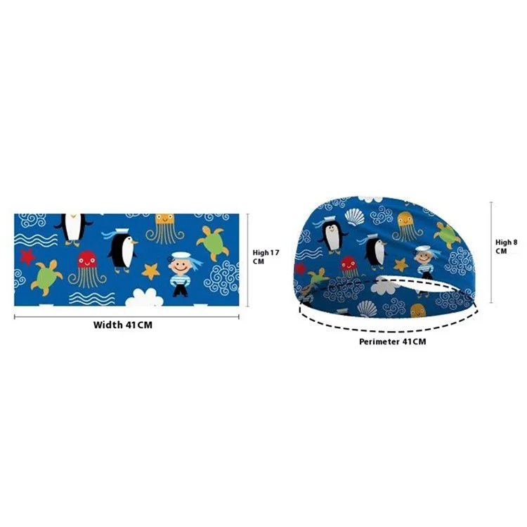 Children Sports Headband Wide Breathable Sweat-Wicking Cartoon Print Sweatband - YHETFD-021