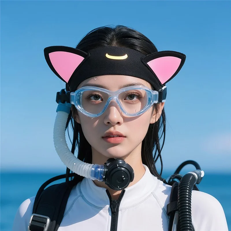 GOLOVEJOY XTJ161 Katzenohren Schwimm-Stirnband für Damen aus Neopren, schnell trocknend, Sport Haarband