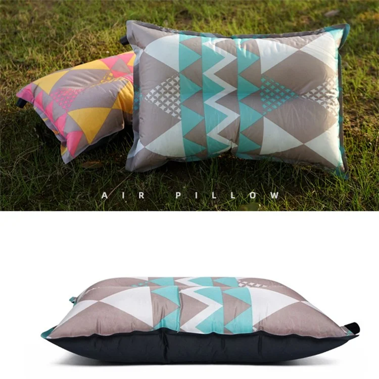 Ethnic Style Automatic Inflatable Pillow Outdoor Travel Beach Cushion Car Head Rest Pillow for Tent, Hiking, Camping, Afternoon Nap - Orange