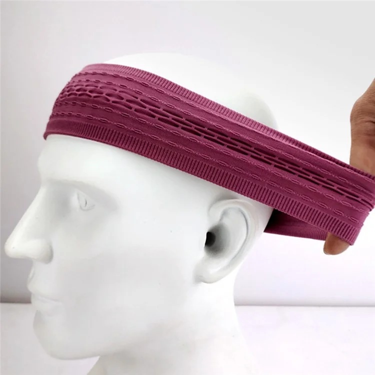 Elastic Sweatband Breathable Quick Dry Sports Headband Yoga Exercise Hair Band Workout Hair Wrap - Russet-red
