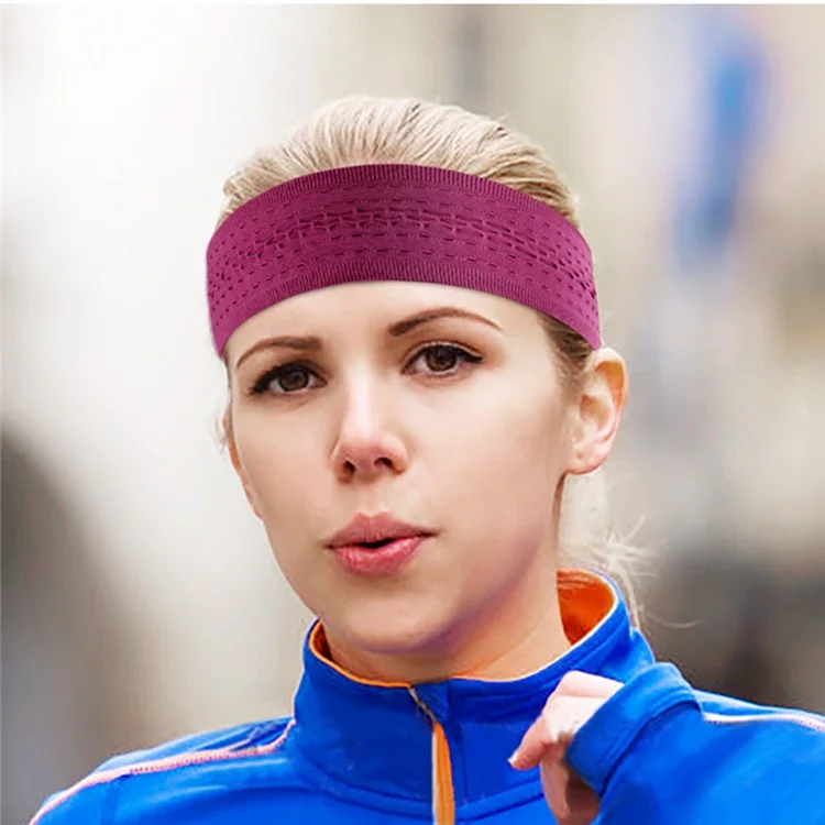 Elastic Sweatband Breathable Quick Dry Sports Headband Yoga Exercise Hair Band Workout Hair Wrap - Russet-red