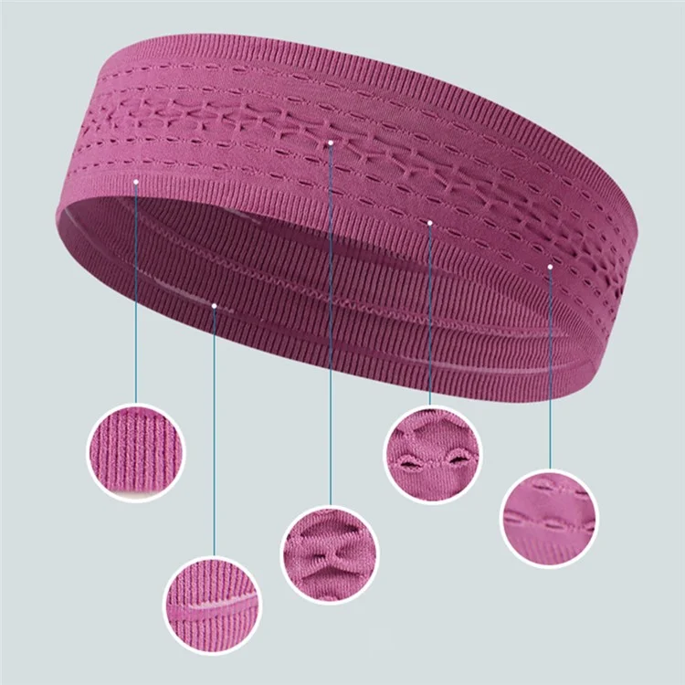 Elastic Sweatband Breathable Quick Dry Sports Headband Yoga Exercise Hair Band Workout Hair Wrap - Russet-red