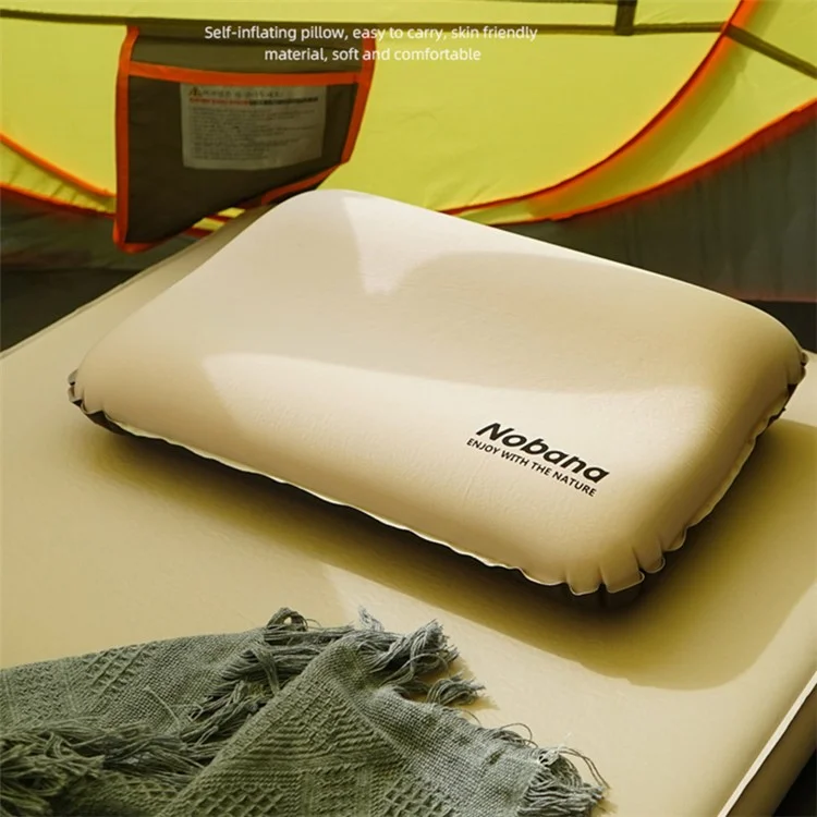 NOBANA Automatic Inflation Pillow Outdoor Camping Travel Head Cushion - Coffee
