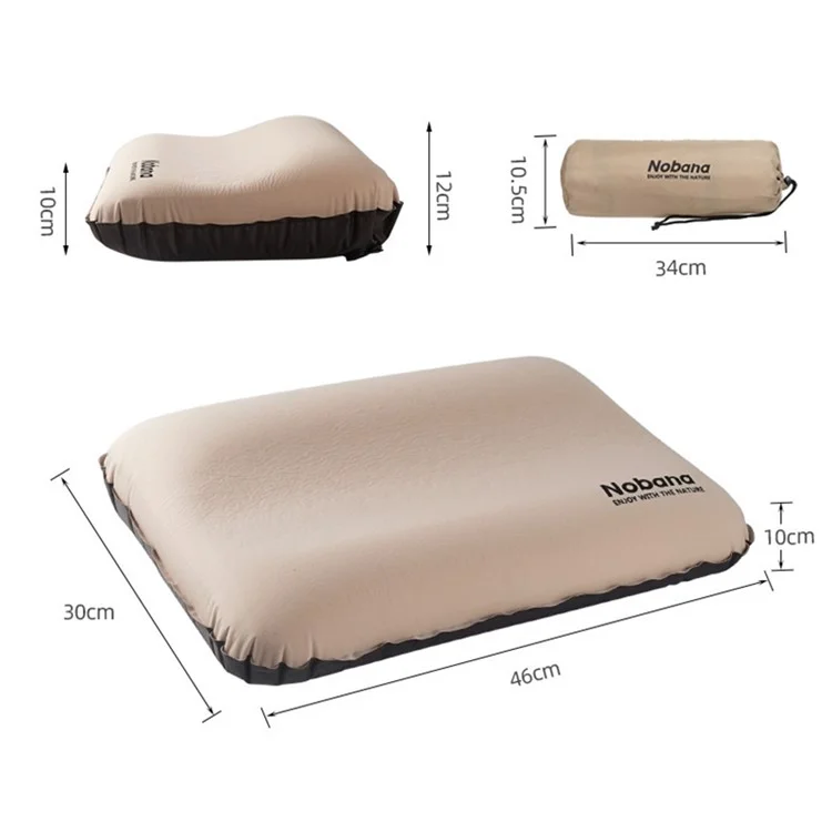 NOBANA Automatic Inflation Pillow Outdoor Camping Travel Head Cushion - Coffee