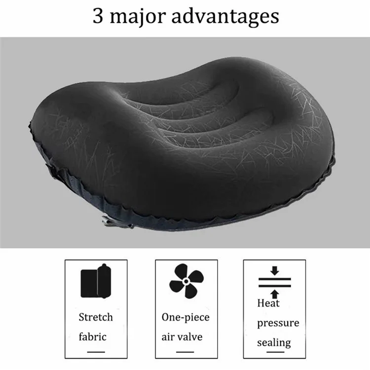 GM-SIP10 Inflatable Camping Pillows Fabric+TPU Blow Up Air Pillow with Strap for Camping Hiking - Blue