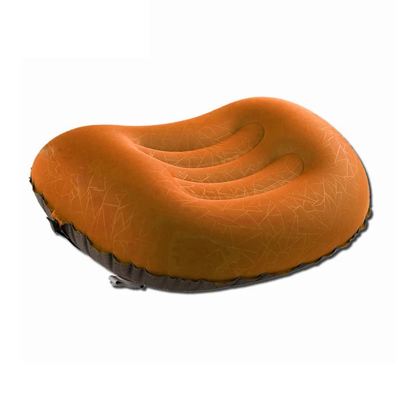 GM-SIP10 Inflatable Camping Pillows Fabric+TPU Blow Up Air Pillow with Strap for Camping Hiking - Orange
