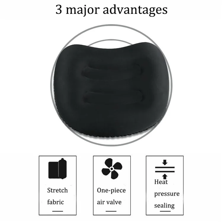 GM-SIP10 Almohada Inflable para Camping Cojines Exteriores Tela+TPU Almohada de Viaje - Gris