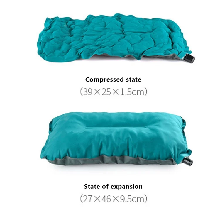 Inflatable Sponge Pillow Camping Travel Pillow Fabric+TPU Head Rest Cushion - Blue