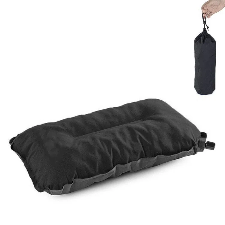 Travesseiro Inflável de Esponja Camping Travel - Preto
