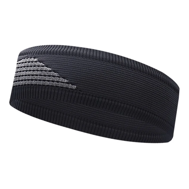 C88 Nylon+Spandex Workout Headband Sweatband Sweat-absorbed Head Band Sports Hair Band - Black