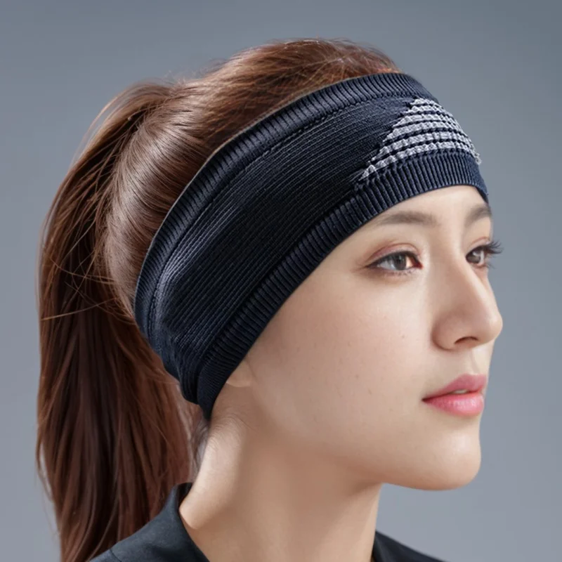 C88 Nylon+Spandex Workout Headband Sweatband Sweat-absorbed Head Band Sports Hair Band - Black