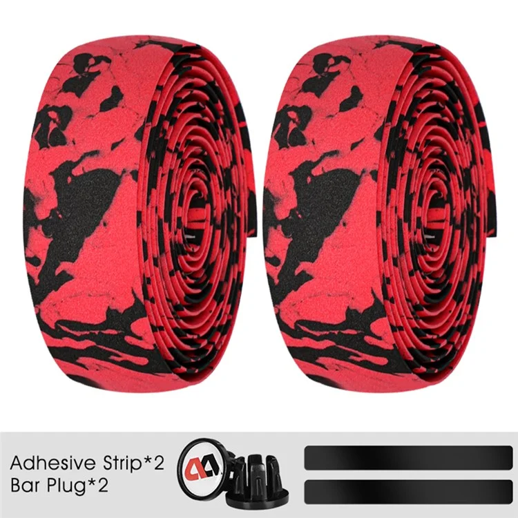 WEST BIKING EVA Foam Self-Adhesive Bike Handlebar Tape Cycling Handle Bar Wraps Tape - Red / Black