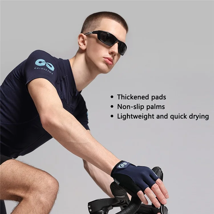 XG81 1 Pair Half-Finger Gloves Anti-Slip Shock-Absorbing Hand Gloves for Men, Women - Black / XXL