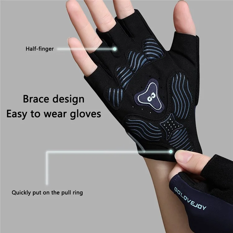 XG81 1 Pair Half-Finger Gloves Anti-Slip Shock-Absorbing Hand Gloves for Men, Women - Black / XXL