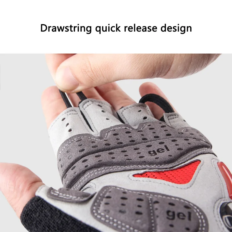 GIYO S-10 1 Pair Half Finger Cycling Gloves Microfiber Leather Touch Screen Hand Gloves - Blue / L