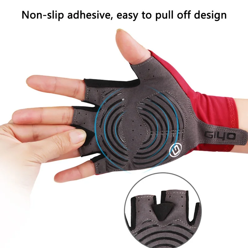 GIYO 1 Paar Halbfinger-Radhandschuhe, Mikrofaser-Leder, Touchscreen-Handschuhe - Rot / Größe: S