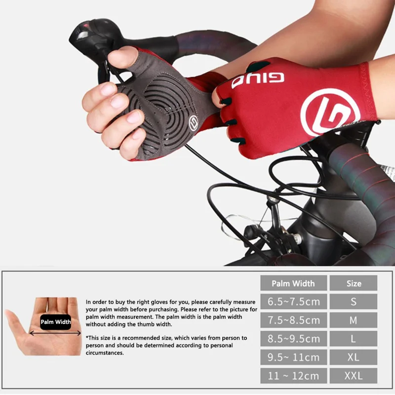 GIYO 1 Paar Halbfinger-Radhandschuhe, Mikrofaser-Leder, Touchscreen-Handschuhe - Rot / Größe: S